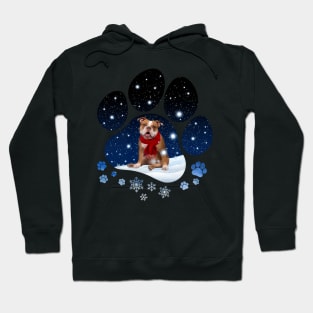 Snow Paw Old English Bulldog Christmas Winter Holiday Hoodie